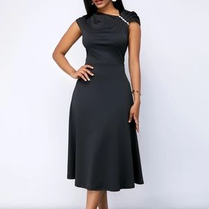 Black dress with pearl accent